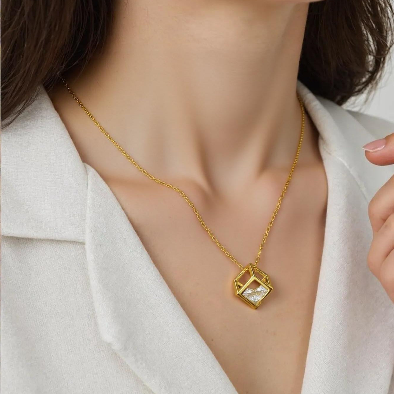 Nova CZ Cube Necklace