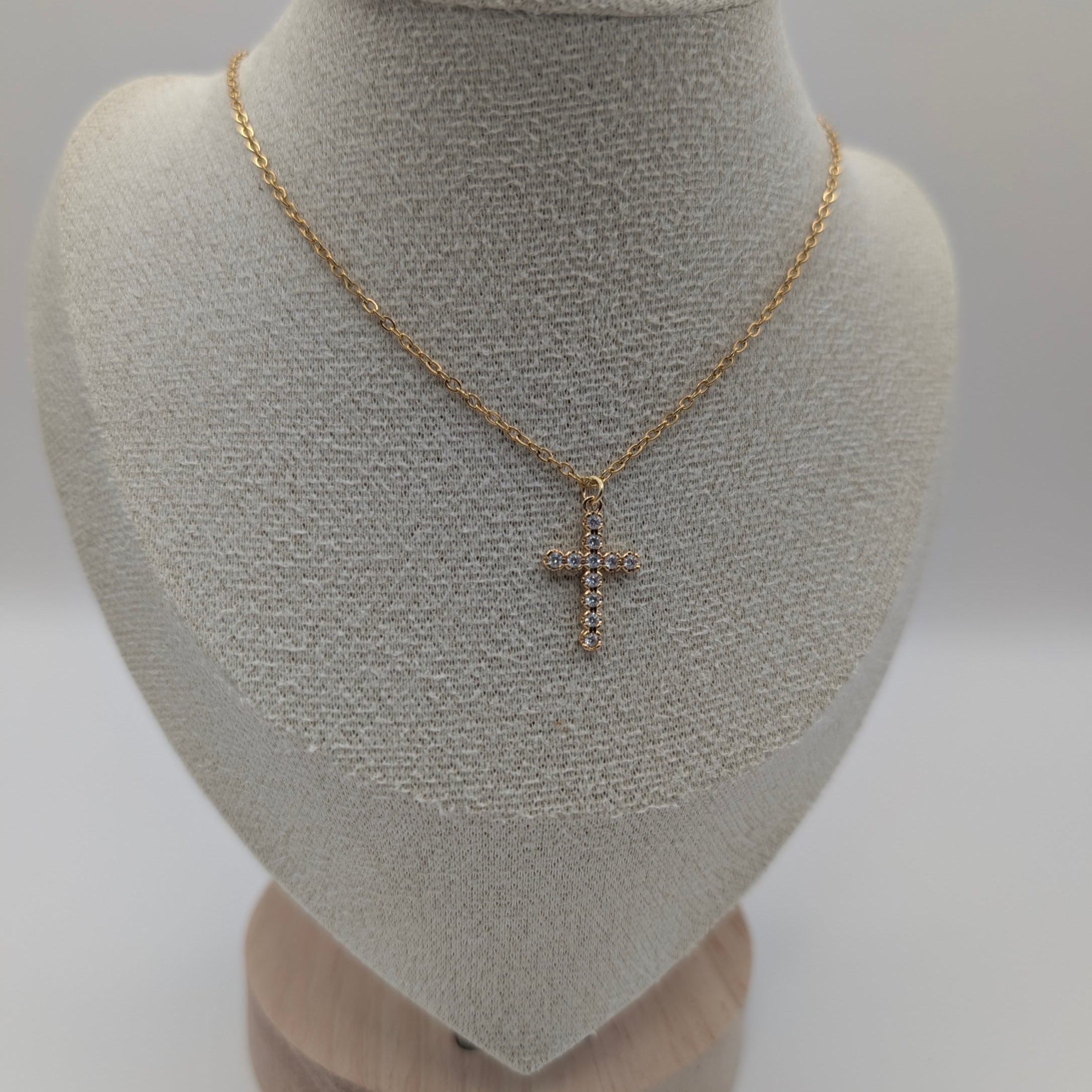 cross necklace with cubic zirconia