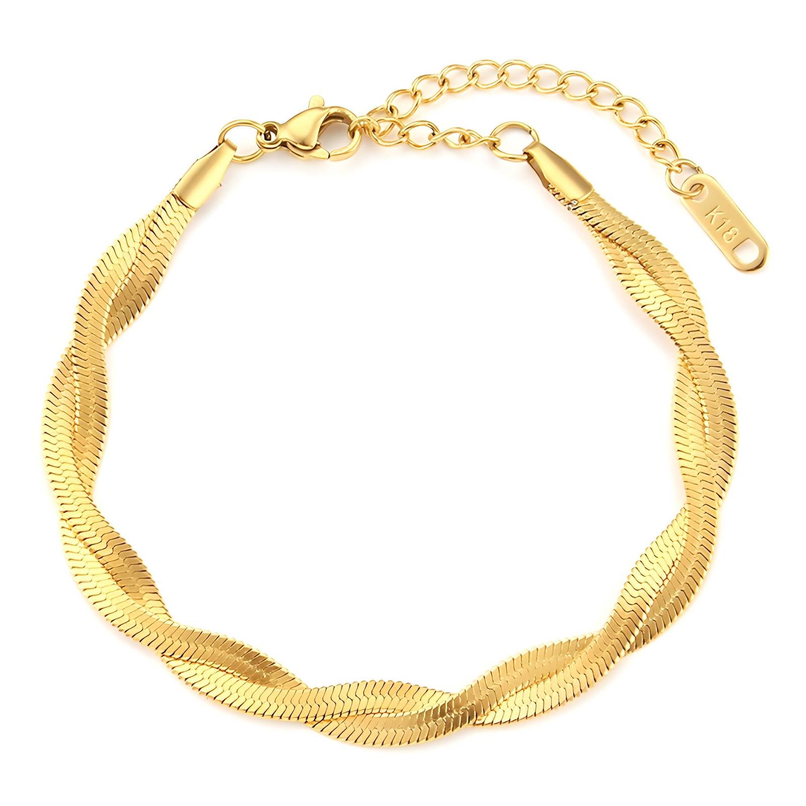Carolein Golden Twist Bracelet – twist herringbone waterproof gold-plated jewelry